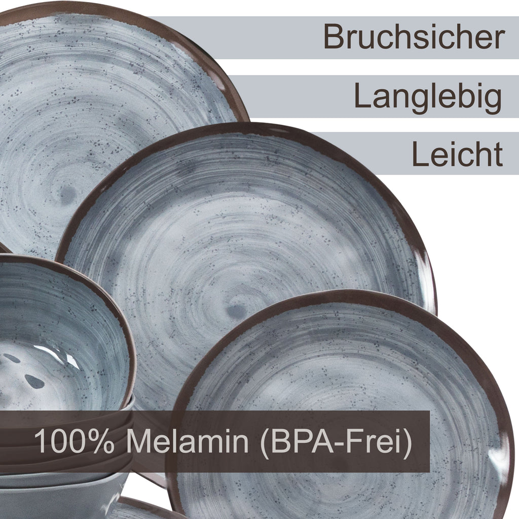 Geschirrset aus Melamin - 4 Personen
