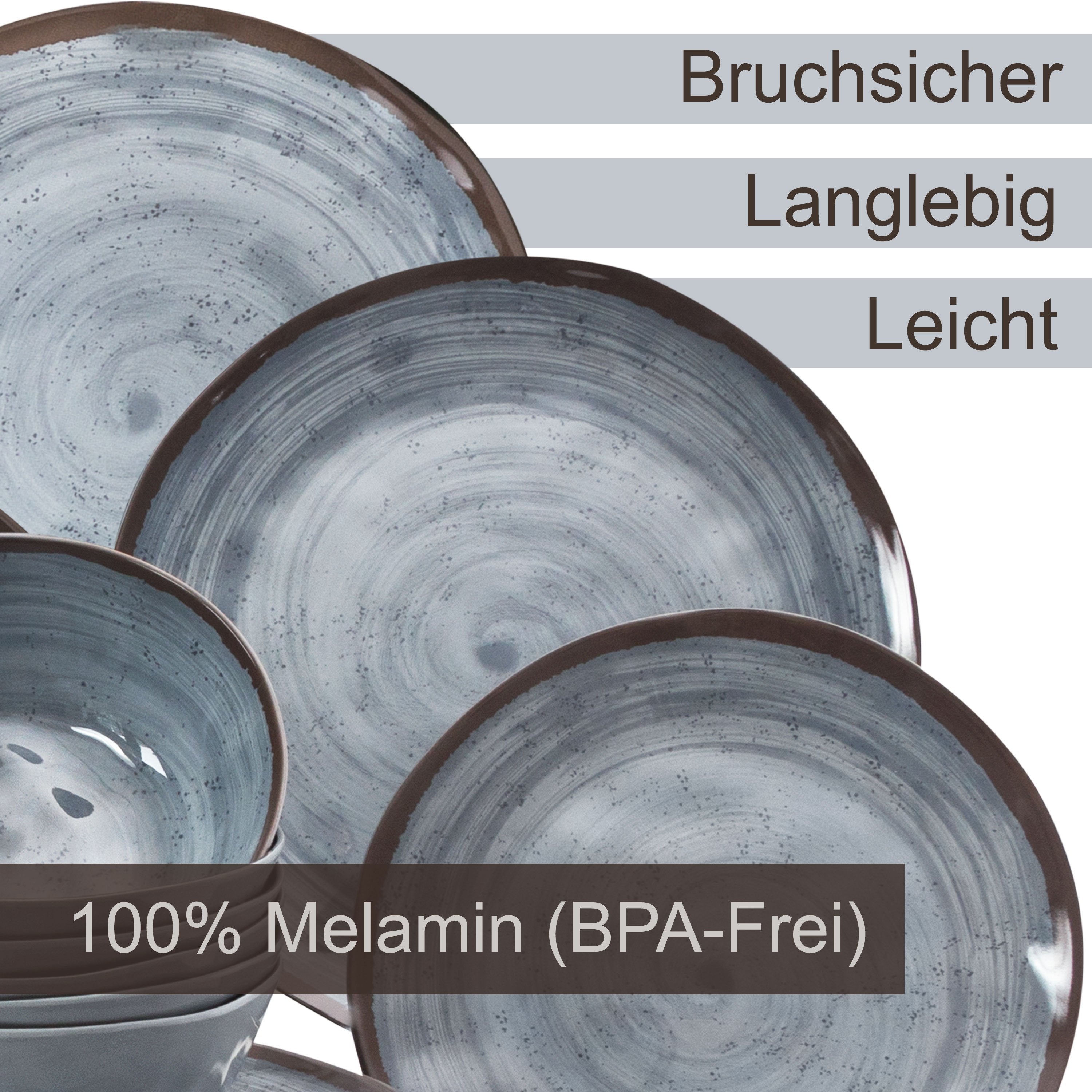 Geschirrset aus Melamin - 4 Personen